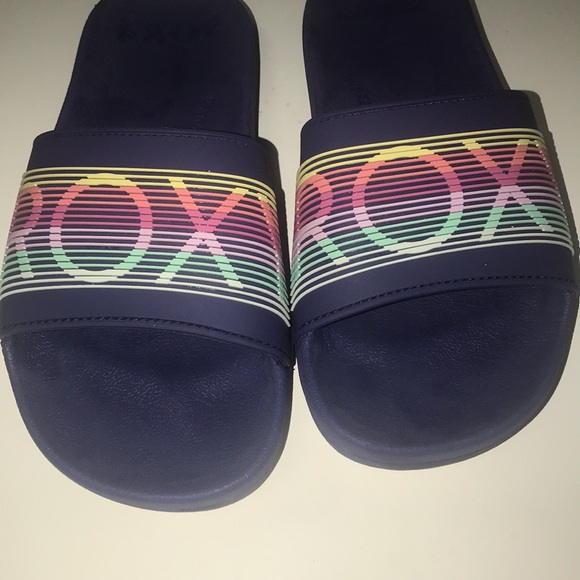 ROXY RAINBOW 🌈 SLIDERS WITH LOLO! “RARE” HARD TO FIND - Picture 4 of 5